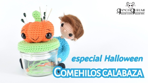 Calabaza de ganchillo para Halloween Alfiletero y