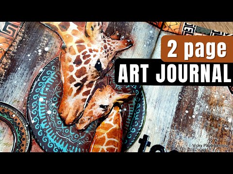 art journal double page layout, Stamperia Savana