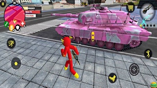 Superhero Flash Stickman Rope Hero Pink Military Tank Order Game