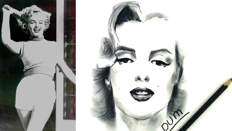 How to draw a portrait of Marilyn Monroe in pencil Step by