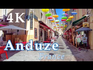 4K Walking tour in Anduze, France