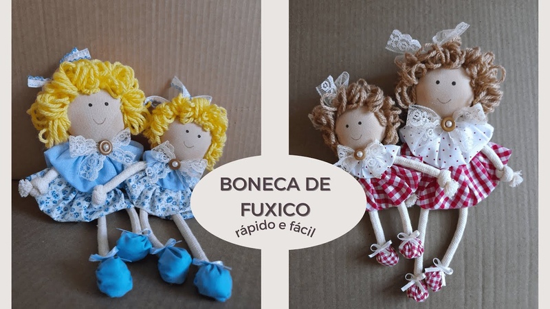 Boneca mãe e filha feita de fuxico para o dia das