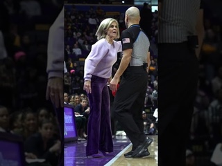 LSU Basketball coach Kim Mulkey in action going off on ref at the PMAC #lsu #kimmulkey