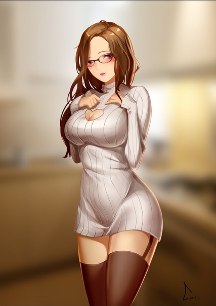 Secretary curly anime lingerie